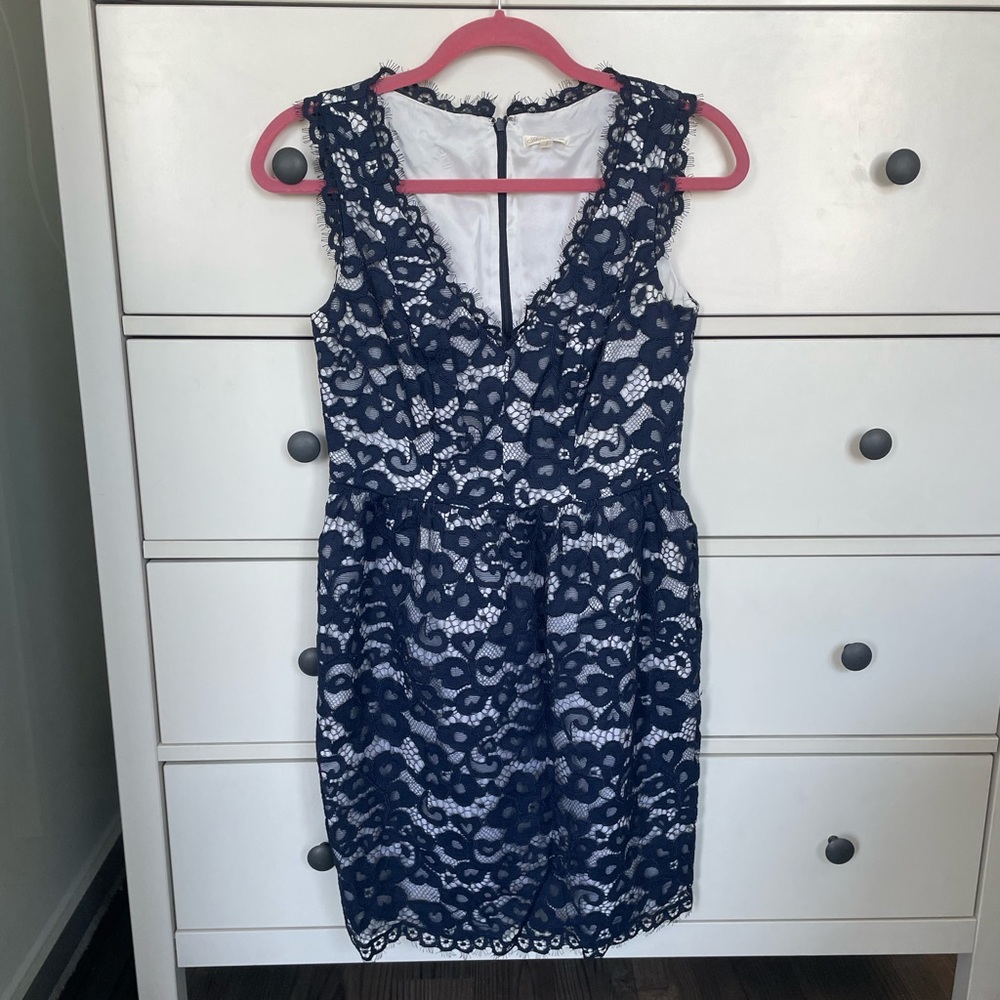 Shoshanna navy lace dress